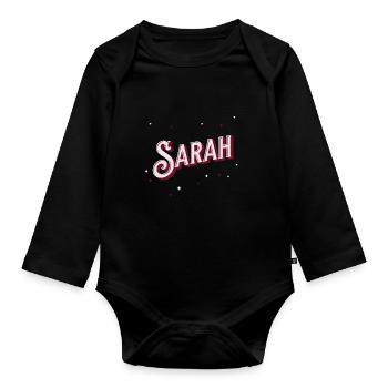 Noms de Sarah personnalisés - Body Bébé bio manches longues - noir - Devant