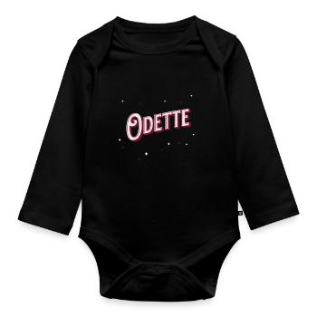 Nom Odette personnalisé - Body Bébé bio manches longues - noir - Devant