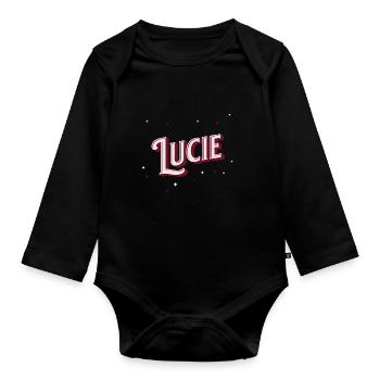 Lucie Namen personalisiert - Baby Bio-Langarm-Body - Schwarz - Vorne