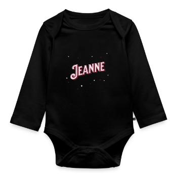 Nom Jeanne personnalisé - Body Bébé bio manches longues - noir - Devant