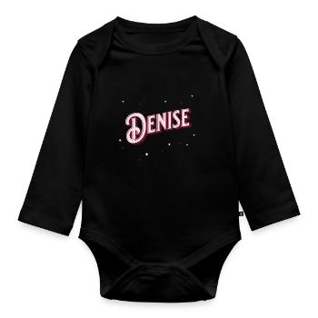 Denise Namen personalisiert - Baby Bio-Langarm-Body - Schwarz - Vorne