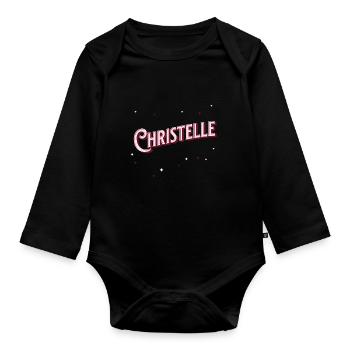 Noms Christelle personnalisés - Body Bébé bio manches longues - noir - Devant