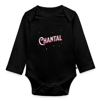 Chantal Namen personalisiert - Baby Bio-Langarm-Body - Schwarz - Vorne