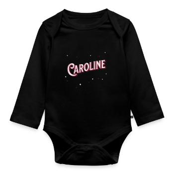 Caroline Namen personalisiert - Baby Bio-Langarm-Body - Schwarz - Vorne