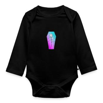 rose coffin pastel grunge style goth - Organic Longsleeve Baby Bodysuit - black - Front
