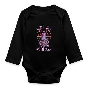 Funny Hell mignon pentagram goth grunge - Body Bébé bio manches longues - noir - Devant