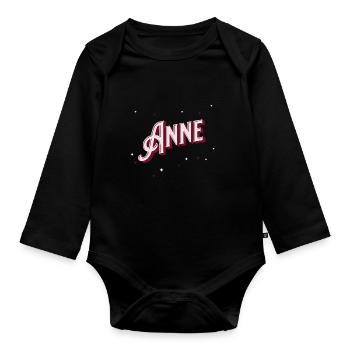 Noms d’Anne personnalisés - Body Bébé bio manches longues - noir - Devant