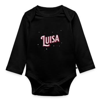 Luisa Namen personalisiert - Baby Bio-Langarm-Body - Schwarz - Vorne