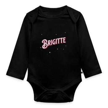 Nom Brigitte personnalisé - Body Bébé bio manches longues - noir - Devant