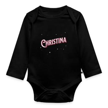 Nom de Christina personnalisé - Body Bébé bio manches longues - noir - Devant