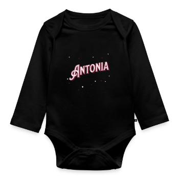 Nom Antonia personnalisé - Body Bébé bio manches longues - noir - Devant