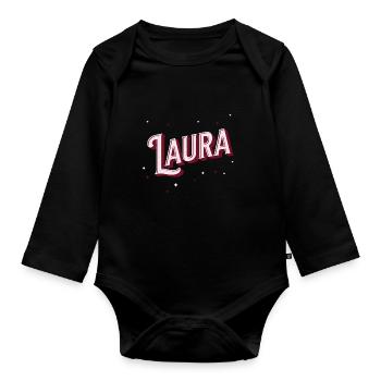 Nom de Laura personnalisé - Body Bébé bio manches longues - noir - Devant