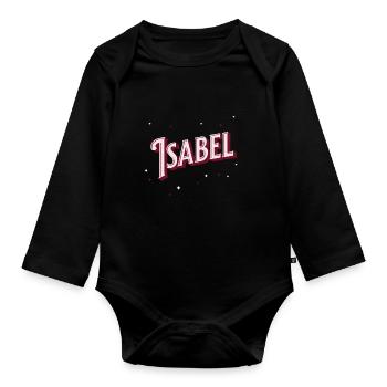 Isabel name personalized - Organic Longsleeve Baby Bodysuit - black - Front