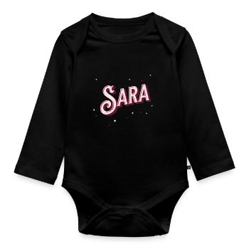 Sara name personalized - Organic Longsleeve Baby Bodysuit - black - Front