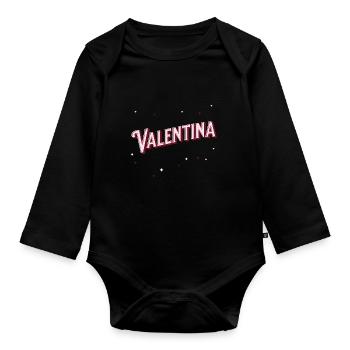 Nom Valentina personnalisé - Body Bébé bio manches longues - noir - Devant