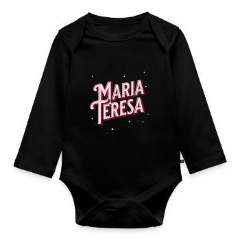 Maria Teresa names personalized - Organic Longsleeve Baby Bodysuit - black - Front