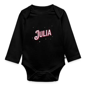 Nom Julia personnalisé - Body Bébé bio manches longues - noir - Devant