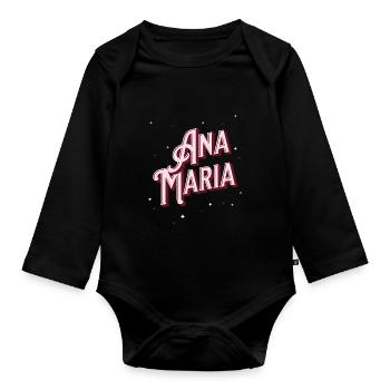 Nom Ana Maria personnalisé - Body Bébé bio manches longues - noir - Devant