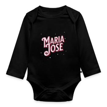 Maria Jose name personalized - Organic Longsleeve Baby Bodysuit - black - Front