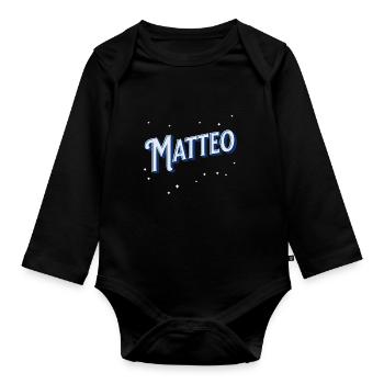 Nom de Matteo personnalisé - Body Bébé bio manches longues - noir - Devant