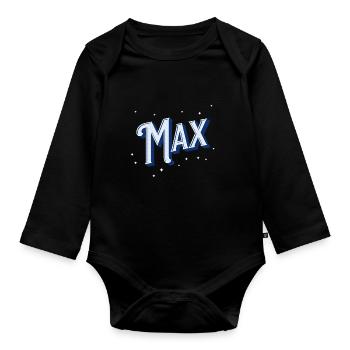 Max names personalized - Organic Longsleeve Baby Bodysuit - black - Front