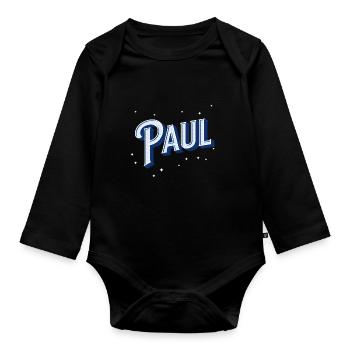 Paul name personalized - Organic Longsleeve Baby Bodysuit - black - Front