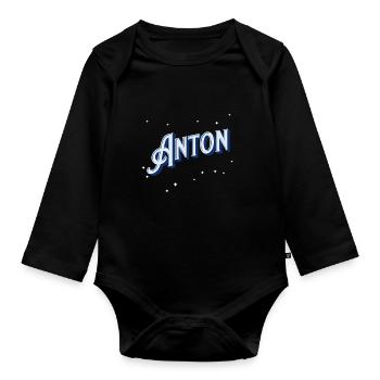 Anton nom personnalisé - Body Bébé bio manches longues - noir - Devant