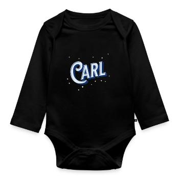 Carl Namen personalisiert - Baby Bio-Langarm-Body - Schwarz - Vorne