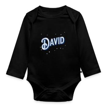 David names personalized - Organic Longsleeve Baby Bodysuit - black - Front