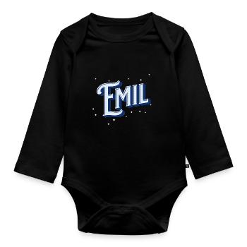 Nom Emil personnalisé - Body Bébé bio manches longues - noir - Devant