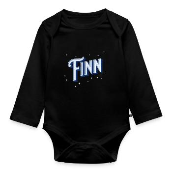 Finn Namen personalisiert - Baby Bio-Langarm-Body - Schwarz - Vorne