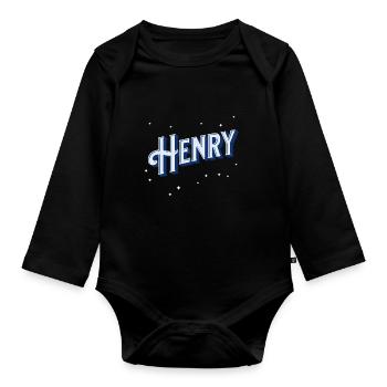 Henry Name Personalized - Organic Longsleeve Baby Bodysuit - black - Front