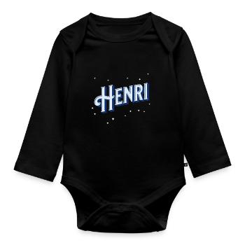 Henri Namen personalisiert - Baby Bio-Langarm-Body - Schwarz - Vorne