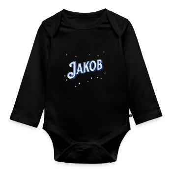 Nom Jakob personnalisé - Body Bébé bio manches longues - noir - Devant