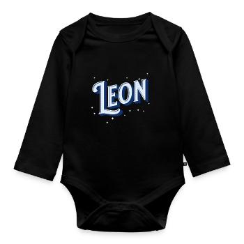 Leon names personalized - Organic Longsleeve Baby Bodysuit - black - Front
