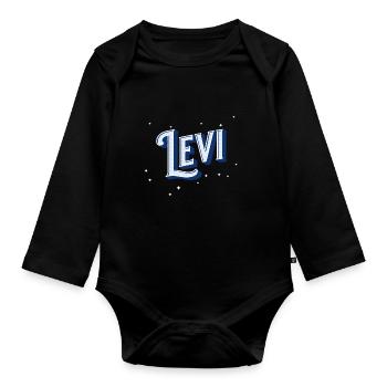 Levi Namen personalisiert - Baby Bio-Langarm-Body - Schwarz - Vorne