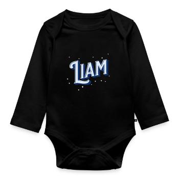 Liam Namen personalisiert - Baby Bio-Langarm-Body - Schwarz - Vorne