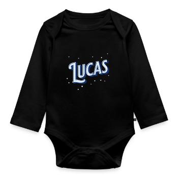 Lucas Namen personalisiert - Baby Bio-Langarm-Body - Schwarz - Vorne