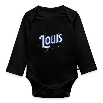 Louis name personalized - Organic Longsleeve Baby Bodysuit - black - Front