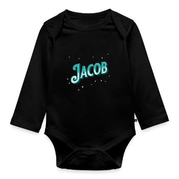 Noms Jacob personnalisés - Body Bébé bio manches longues - noir - Devant