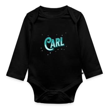 Carl Namen personalisiert - Baby Bio-Langarm-Body - Schwarz - Vorne