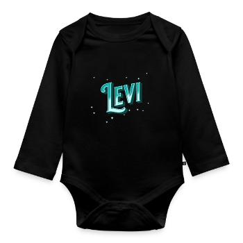 Levi Namen personalisiert - Baby Bio-Langarm-Body - Schwarz - Vorne