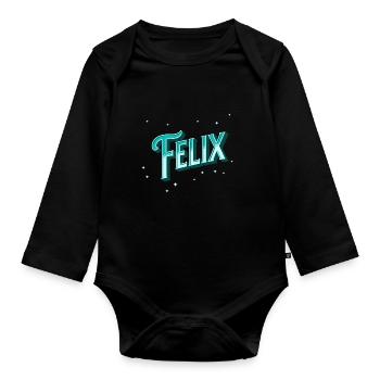 Felix name personalized - Organic Longsleeve Baby Bodysuit - black - Front