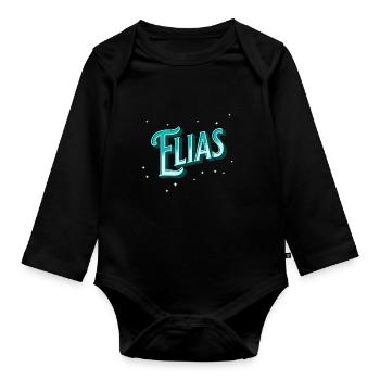 Elijah's name personalized - Organic Longsleeve Baby Bodysuit - black - Front