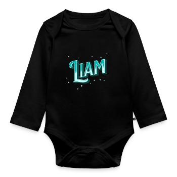 Liam Namen personalisiert - Baby Bio-Langarm-Body - Schwarz - Vorne