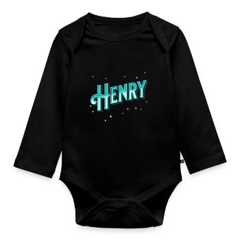 Henry names personalized - Organic Longsleeve Baby Bodysuit - black - Front