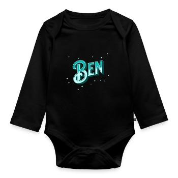 Noms de Ben personnalisés - Body Bébé bio manches longues - noir - Devant