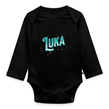 Luka name personalized - Organic Longsleeve Baby Bodysuit - black - Front