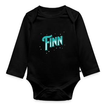 Finn Namen personalisiert - Baby Bio-Langarm-Body - Schwarz - Vorne
