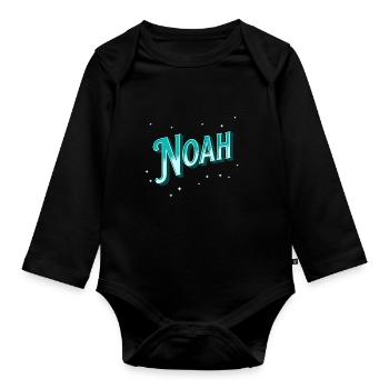 Noah names personalized - Organic Longsleeve Baby Bodysuit - black - Front